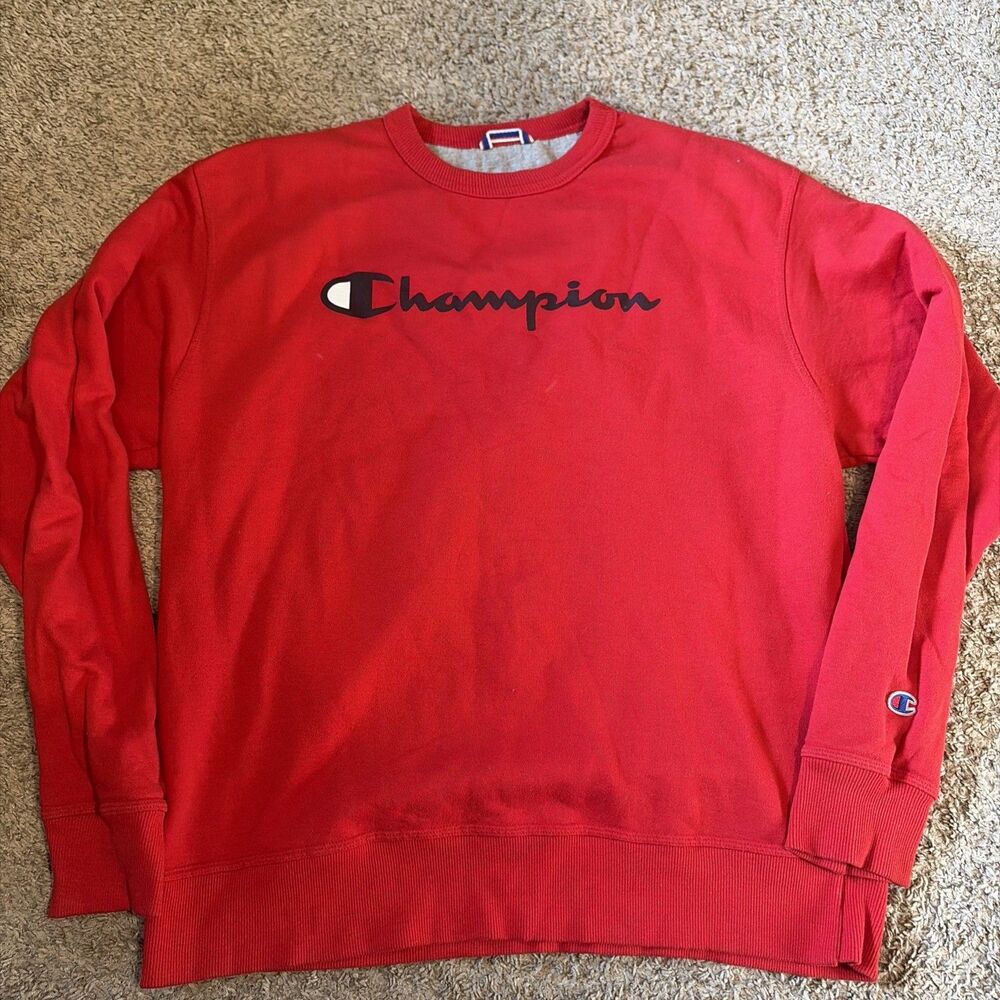 Champion Sweatshirt - Mens Large - Red Longsleeve Crewneck